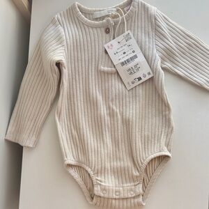 Cream Ribbed Kids One Piece